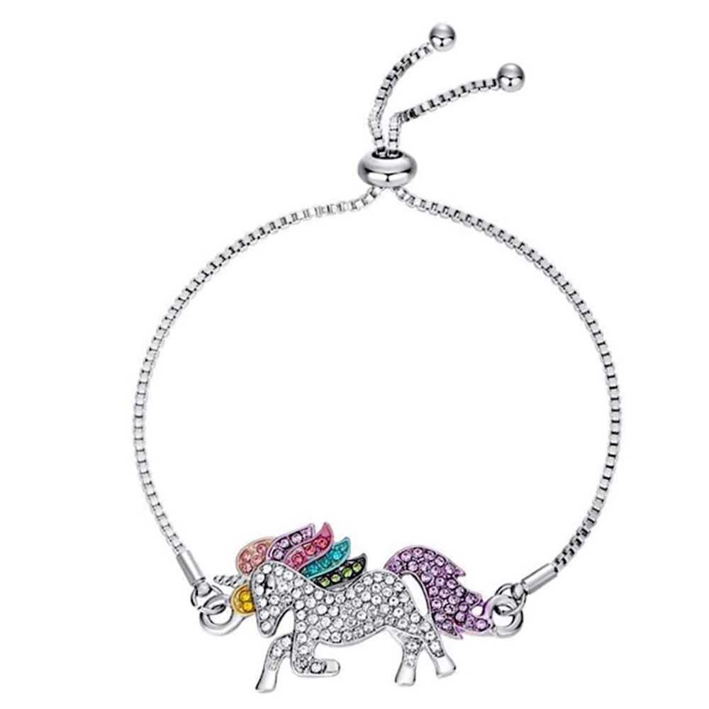 Girl’s Rhinestone Unicorn Bracelet (Adjustable)